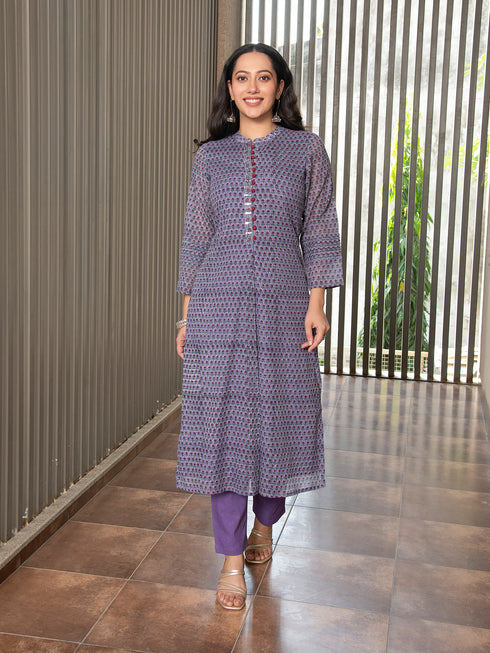 MULMUL MAHI KOTA DORIA BLOCK PRINTED KURTA & PANT SET MULMUL MAHI KOTA DORIA BLOCK PRINTED KURTA & PANT SET